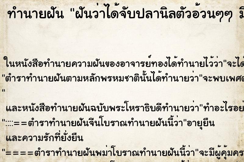 ทำนายฝันฝันว่าได้จับปลานิลตัวอ้วนๆๆมีไข่เต็มท้อง ทำนายฝันทำนายฝันฝันว่าได้จับปลานิลตัวอ้วนๆๆมีไข่เต็มท้อง
